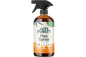 Pets Purest Flea Treatment For Dogs, Cats & Pet - All Natural Mite, Lice & Tick Remover Flea Spray for Puppy, Kitten, Rabbits, Ferret, Hamster, Horse & More - 500ml