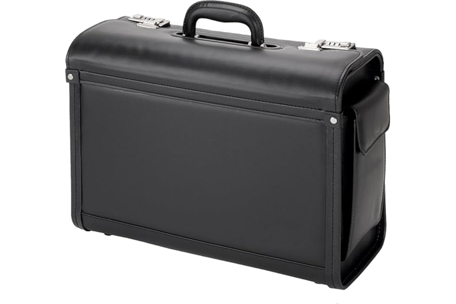 Alassio Genova 45028 Pilot Case Made of Durable Imitation Leather Approx. 46 x 35 x 20.5 cm Black