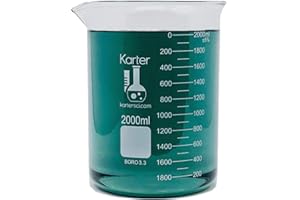 2000ml Beaker, Low Form Griffin, Borosilicate 3.3 Glass, Double Scale, Graduated, Karter Scientific 213D20 (Single)