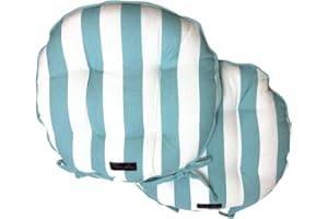 Ragged Rose Showerproof Circular Striped Outdoor Chair Cushion, 40 cm Diameter (Duck egg Blue)