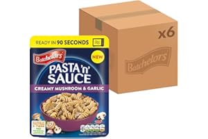 Batchelors Pasta 'n' Sauce Microwave Ready Meals in Just 90 Seconds - Mushroom and Garlic, 200 g (Pack of 6)