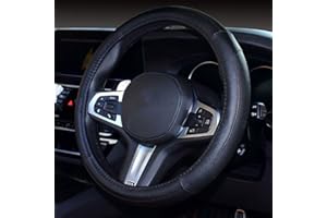 coofig Funda Volante Coche Transpirable Antideslizante de 15 Pulgadas de PU Cuero,Cubierta Volante Coche Compatible con Universal Car Truck SUV (Negro-3)