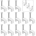 Easytle Cable Clips 100 Pcs 8mm Flat White Nail in Cable Clips for Cords Cat5/Cat5e/Cat6/Cat7 RJ45 Cord Clips