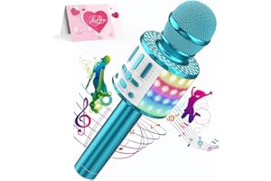 MicQutr Karaoke Mikrofon, Drahtloses Bluetooth Mikrofon Kinder mit LED, Tragbares Karaoke Maschine zum Singen, Karaoke Mädchen Jungen Spielzeug Geschenke, KTV Lautsprecher Recorder für Smartphone PC