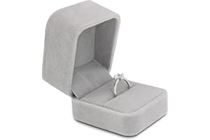 Bototack Velvet Ring Box - Engagement & Wedding Gift Box for Proposal, Anniversary & Valentine's Day (Grey)