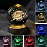 Senon Toz Bulutu Kristal Cam K&uuml;re Renk Değiştiren LED Işıklı Gece Lambası Dekoratif Hediyelik Galaxy Samanyolu