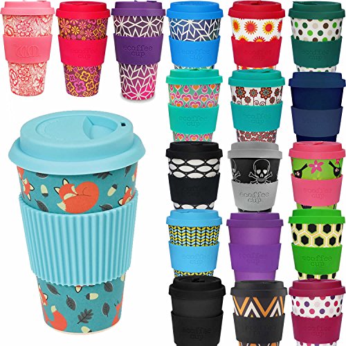 LS Design Öko Cup 400ml Coffee to Go Becher Bamboo Bambus Cup Silikonring BPA frei Rusty Fox Fuchs