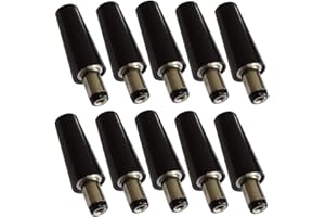 Aerzetix - 10x Connettori maschio jack adattatore presa di alimentazione - destra DC 5,5/2,5 mm - da saldare - C42284