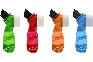 WZONG 4 Stück Tragbare Zahnprothese Reinigungsbürste Set Mäßig Zahnprothese Zahnbürste Reinigungsbürste mit Mehrschichtigen Borsten für falsche Zähne Reinigung, 4 Farben