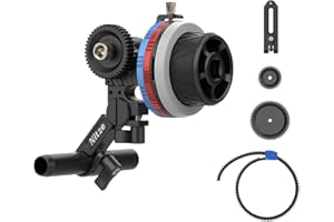 Nitze Mini Follow Focus Kit mit 3 Drive Gears, Follow Focus mit A/B Stopps für DSLR Kamera mit 15 mm Rod und Rod Clamp mit NATO Rail für Sony A7 A9 FX3 FX30 GH5 S5 Cage - MF15C