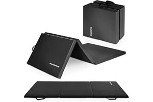 BalanceFrom Thick Tri-Fold Folding Exercise Mat with Carrying Handles for MMA, Gymnastics and Home Gym Protective Flooring 180cm x 60cm / 6ft x 2ft 2 Inch Thick - Multiple Colors