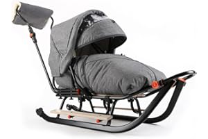 ‎TEO & GIGI Teo & Gigi Babyschlitten Kinderschlitten Rodelschlitten mit Fußsack Rückenlehne Sicherheitsgurt Kinder Winter Schlitten All Seasons Plus