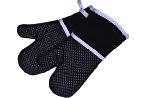 delaman un par de guantes para horno Extremadamente Resistente al calor hasta 260 grados (500 ˚ F) olla de silicona hornear cocinar barbacoas BBQ con 11 cm protección brazo, negro