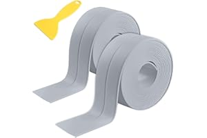 WANDERGO Cinta Impermeable Autoadhesiva, 2 rollos de El gris Cintas de Cinta Selladora Baño para Duchas, Cocinas, Baños, Esquinas, Decoración del Baño, con Herramienta de Sellado