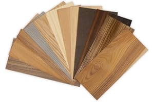 Kontrasti Set de placage pour incrustation - 12 types de bois x 24 feuilles, prêt à faire soi-même, conception, modélisme, restauration