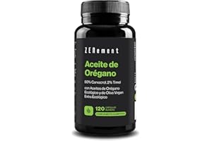 Aceite de Orégano, Estandarizado al 80% de Carvacrol y 2% de Timol – Con Aceite de Oliva Virgen Extra Ecológico para Mejor Absorción – 120 Cápsulas Blandas – Zenement