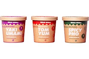 Urban Noodle Tom Yum, Spicy Pho & Yaki Umami Ramen Noodles, Vegan Friendly Premium Instant Noodles With Authentic Asian Flavours, 87.5 g Pots, Multipack of 6 (2 Flavours Each)
