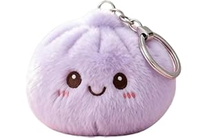 ALINUOYQ Cute Squishy Dumpling Plush Keychain, Squeeze Bun Plush Keychain, Reusable Soft Stuffed Plush Keychains Imitation Rabbit Bun Keychains for Handbag Purse Car Keys