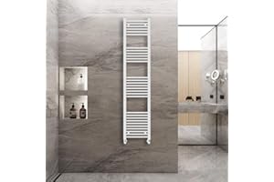 Warmehaus Straight Heated Towel Rail Radiator Ladder White 1800x400mm Central Heating Radiators for Bathroom Kitchen