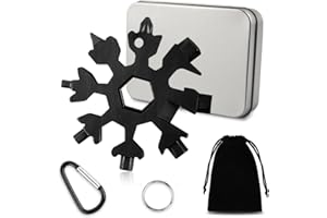 ESPORTIC Schneeflocke Werkzeug 18 in 1, Schneeflocken Multitool Edelstahl, Werkzeug Stern Schneeflocke, Multifunktionstool Schneeflocke, Tragbar Schraubendreher Schneeflocke für Draussen Abenteuer Camping