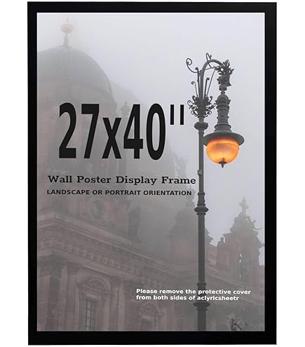 Click One Black Maxi Poster Frame 61 X 91.5cm (36 X 24 Inch) Large Picture Frames Shatter-Resistant Perspex Portrait & Landscape Display Frames For