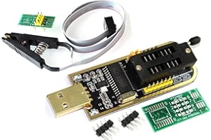 TECNOIOT Programador USB Flash BIOS EEPROM serie CH341A 24 25 con software y controlador + módulo adaptador de clip SOIC8 SOP8