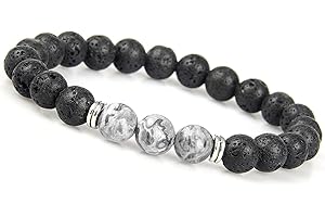 GD GOOD.designs Chakra Perlenarmband Lavastein für Herren - Naturstein Armband mit schwarzen Lava Perlen I Unisize Energiearmband Männer