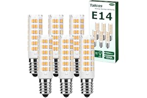 TAILCAS Ampoule LED E14, 7W (Équivalent Halogène 65W ) Blanc Chaud 3000K 700LM Petite vis Edison Non Dimmable Sans Scintillement AC 220-240V pour Plafonniers, Hotte Cuisine, Lampes de Bureau, Paquet de 6