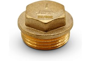 DOJA Barcelona | Tapon Obturador Macho | Rosca Externa | Tapa Hexagonal 1 1/2’’ | Laton | Tapones para Tubo Desague Lavabo, Radiador Toallero, Agua con Gas, Llave de Paso Agua, Tapon Lavabo, Grifo