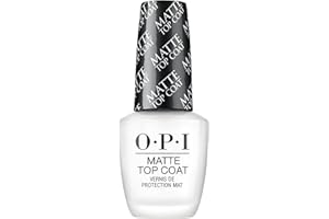 OPI Matte Top Coat – Capa Superior Mate para un Acabado de Larga Duración tras el Esmalte de Uñas, Efecto Manicura Profesional - 15 ml (22002218000)