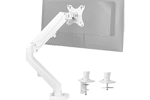 VIVO Supporto da scrivania articolato singolo da 17 a 27 pollici, braccio a molla pneumatica, adatto a 1 schermo monitor con VESA max 100 x 100, bianco (STAND-V101OW)