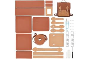 WADORN Kit de fabricación de bolsos de cuero de PU, bolso de hombro de cuero, kit de costura completo, patrón de cuero hecho a mano, bolso, costura de todos los materiales, artesanía en cuero, marrón