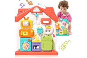 Dasnialer Busy Board Juguetes Montessori Paneles Sensoriales Juguete de 1 2 3 4 años de Viaje portátil para Bebés y Niños Pequeños Niños y niñas (Rojo)