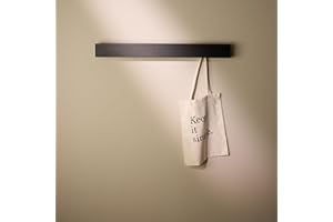 DESIGNFABRIK HAMBURG Designfactory Hamburg Coat Hooks Wall Mounted | Metal Clothes Rail | Coat Rack | Coat Hook for Wall | Modern Coat Hanger with Hidden Hooks | 80 cm | Matt Black