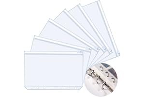 SZXMDKH 6X Pcs Plastic Binder Pockets,A6 Size 6 Holes Plastic Binder Zipper Folders Waterproof Loose Leaf Bags for Documents,Photo,Bills Organizer