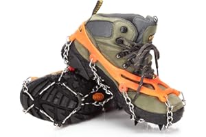 Ducomi Ramponcini Ghiaccio Neve 8 Denti Antiscivolo per Scarpe e Stivali - Ramponi con Tacchetti per Scarponi Invernali Uomo Donna, Montagna, Alpinismo, Escursionismo ed Arrampicata
