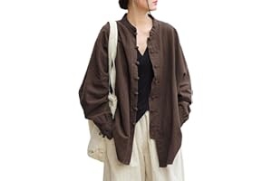 Lazutom Women's Cotton Linen Frog Button Mandarin Collar Chinese Martial Arts Kung Fu Tai Chi Shirt Tunic