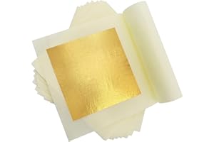 HALYKADU Blattgold Essbar 24 Karat Goldfolie-Echte Essbares Gold, 10 Blatt 2.5CM Leaf für Basteln, Lebensmittel, Kuchen, Backen (2.5CM), 2.5cmgold, Mini