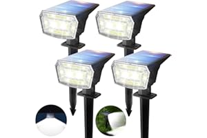 TECKNET 4 Pezzi Luci Solari da Giardino, 59 LED Super Luminosi 6500K, 3 Modalità di Illuminazione, Impermeabili IP65, Faretti Solari da Giardino Adatte per Viali, Cortili e Prati