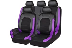 DELPOS Lot de housses de siège de voiture universelles pour Citroën C3/C3 Aircross/C3 Picasso/AirCross/C3 Pluriel Accessoires de voiture Noir/violet