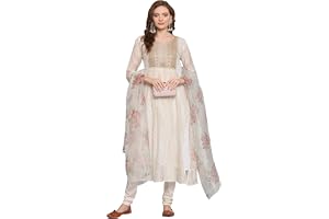 VredeVogel Women's Chanderi Modal Butti Kurta with Stretchable Leggings & Organza Dupatta Set