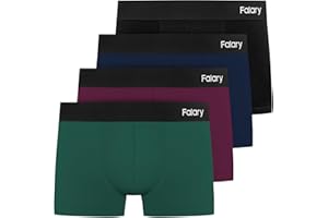 FALARY Bokserki męskie majtki z biobawełny, męskie szorty w stylu retro, bielizna, bokserki, 4 sztuki w opakowaniu