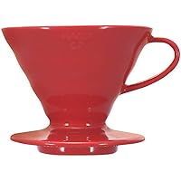 Hario VDC-02R V60 Kaffeefilterhalter Porzellan- Größe 02/1-4 Tassen, rot