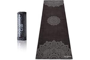 Yoga Design Lab | The HOT Yoga Towel | Premium Non Slip Colorful Towel | Eco Printed + Quick Dry + Mat Sized | Ideal for Hot Yoga, Bikram, Ashtanga, Sport, Travel! (Mandala Black)