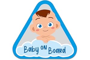 Finest Folia Baby on Board - Adesivo per auto, 10 x 9,1 cm, motivo animale, per lunotto posteriore, accessori auto, autoadesivo, resistente alle intemperie, R128 (blu, ragazzo)