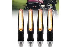 GDICONIC Motorcycle Led Turn Signal Light, 4PCS Universal 12V 12 LEDS Bulbs Motorbike Turn Signal Indicators Lights Universal Flowing Flashing Daytime Running Brake Lights Waterproof 10mm bolt fitting