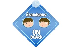 QG LTD mybabyonboard UK Grandsons on Board Car Sign for Children/Baby Boys Non Personalised Character Theme