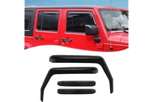 TDHLW Deflettore del Vento per finestrini Laterali, Set di Protezioni Antipioggia Fumo Scuro nel Canale, Visiera di sfiato Adatta per Jeep Wrangler JK JKU Unlimited 4 Porte 2007-2018