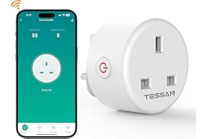 Smart Plug Timer, TESSAN Wifi Plug that Work with Alexa, Energy Monitoring, Voice Control, WiFi APP Wireless Remote Control, Timer Function, Surge Protection, 2,4GHz Wi-Fi, 13A