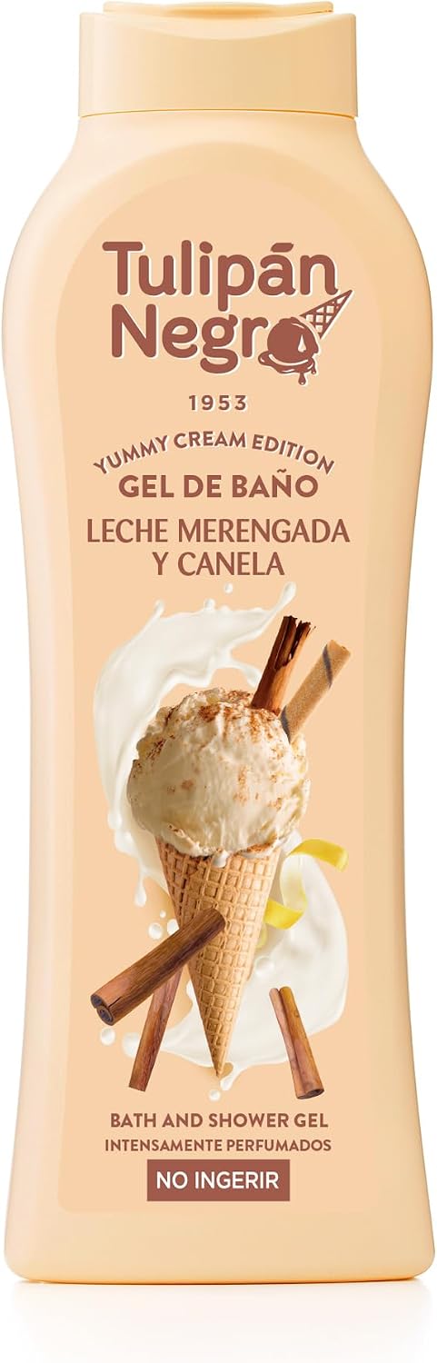 Tulipán Negro - Gel de Baño Leche Merengada y Canela, Nutritivo e Hidratante, Gel de Ducha con Fragancia Dulce, 650 ml